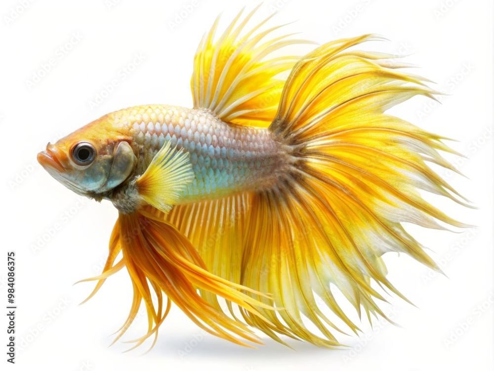 Colorful Siamese Fighting Betta Fish with Beautiful Silk Tail Isolated on White Background Colorful Siamese Fighting Betta Fish with Beautiful Silk Tail Isolated on White Background