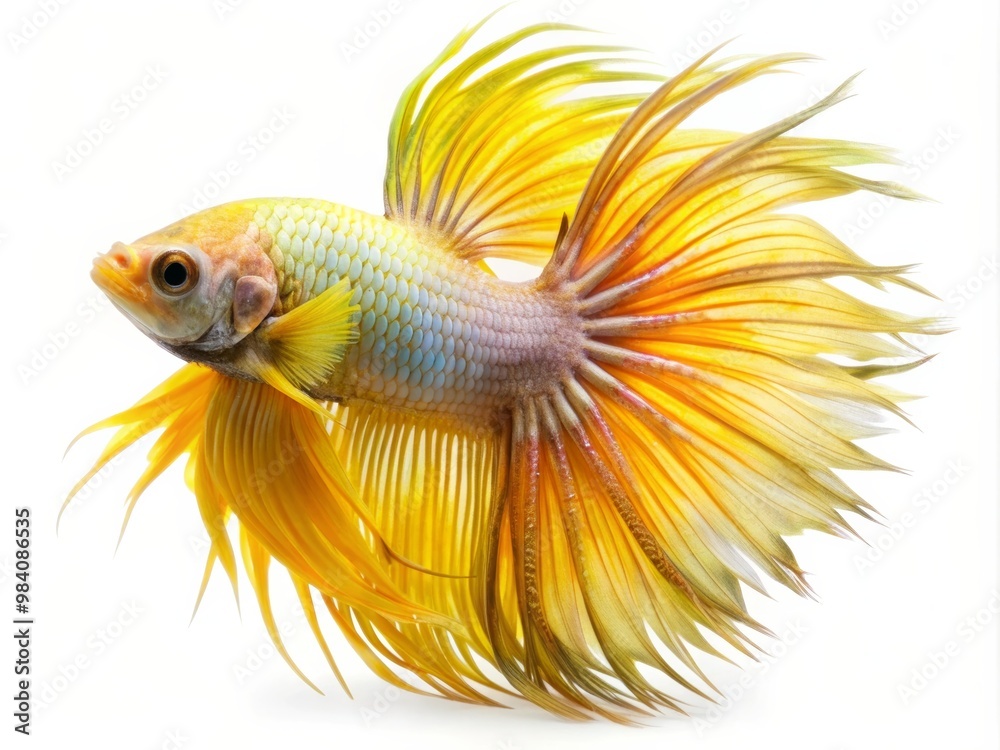 Colorful Siamese Fighting Betta Fish with Beautiful Silk Tail Isolated on White Background Colorful Siamese Fighting Betta Fish with Beautiful Silk Tail Isolated on White Background