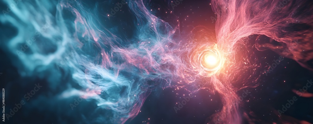 Obraz premium Glowing Fusion Reactor Emitting Swirling Plasma Streams Futuristic Energy Core with Vibrant Cosmic Aesthetics