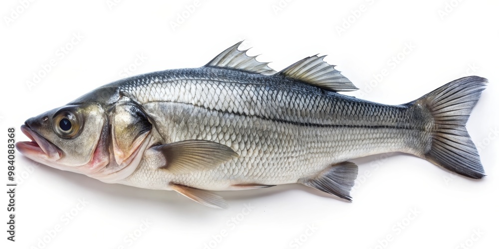 Fresh Sea Bass Fish Isolated on White Background Fresh Sea Bass Fish Isolated on White Background