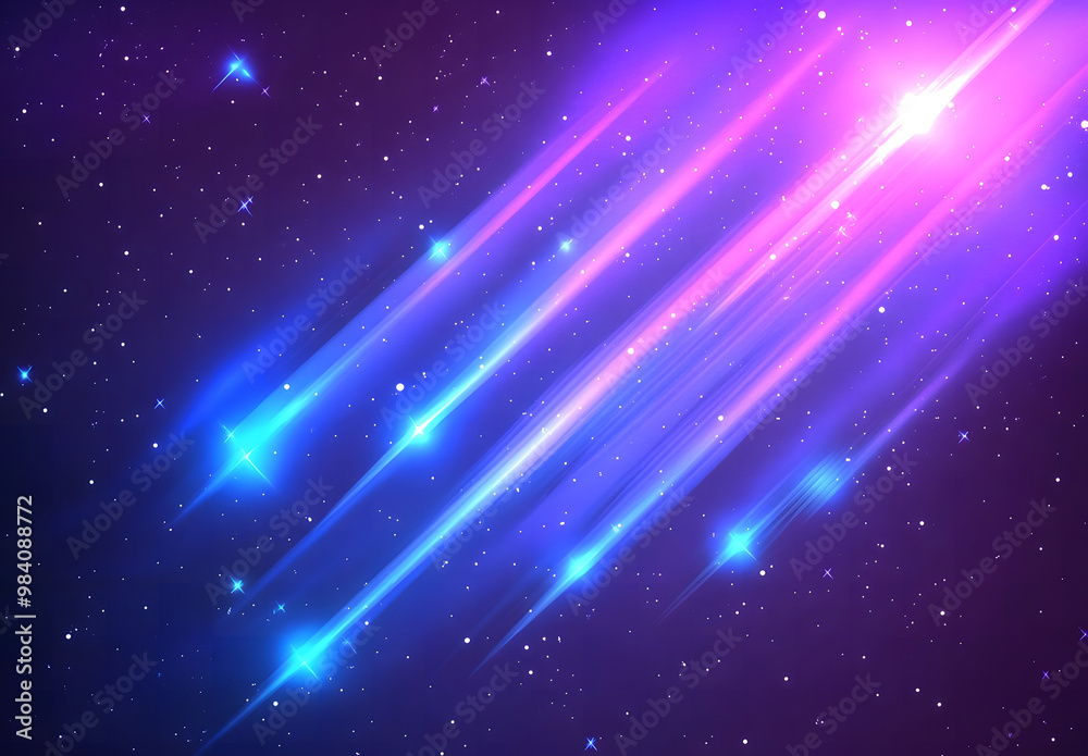 Fototapeta premium Neon Star Trails in the Night Sky with Cosmic Glow