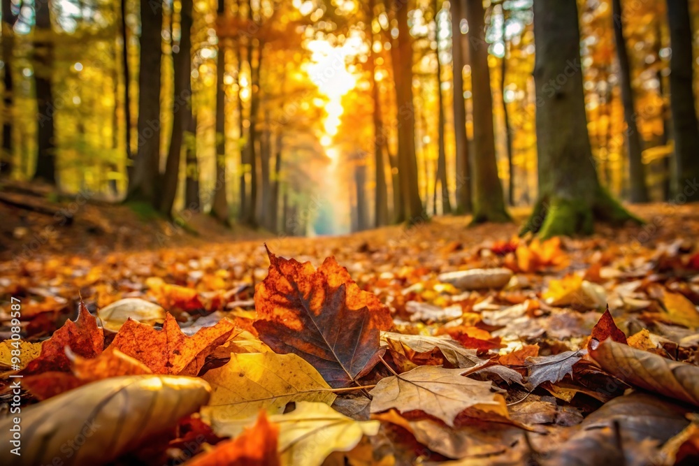Autumn forest floor with selective focus reflected in stock photo Autumn forest floor with selective focus reflected in stock photo