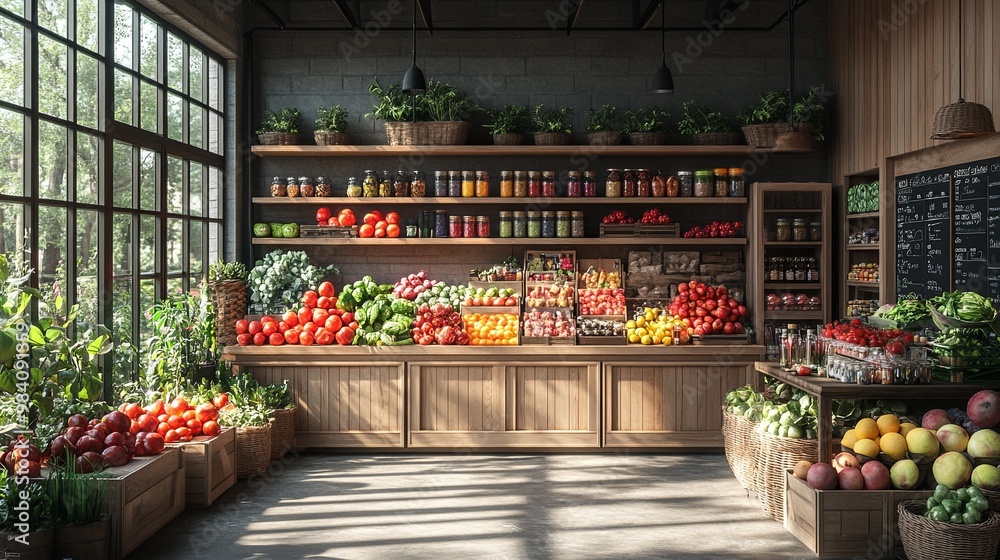 Fresh Produce Display in Rustic Market Setting