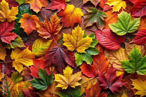 Autumn leaves background in long shot