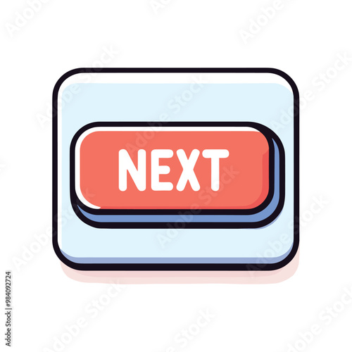 Cartoon style next button icon on white background for web and app interfaces
