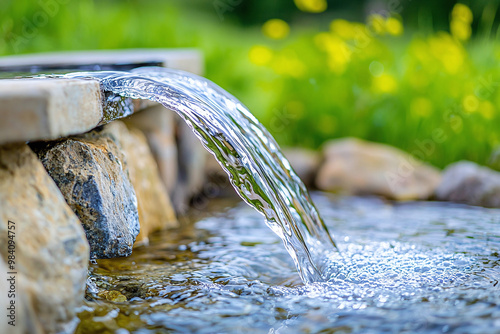 the first stream of clean water emerging from the new well, with joyful reactions