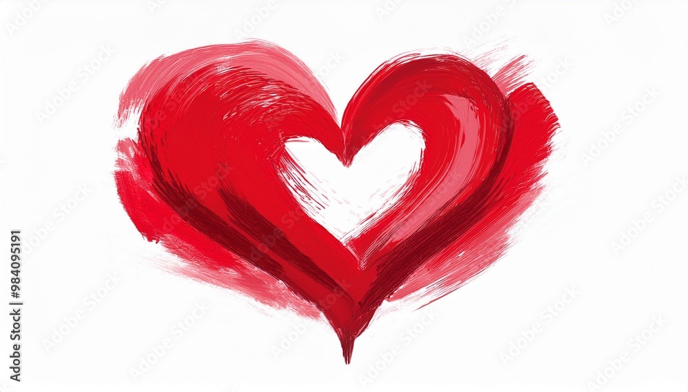 love oil brush stroke on white background