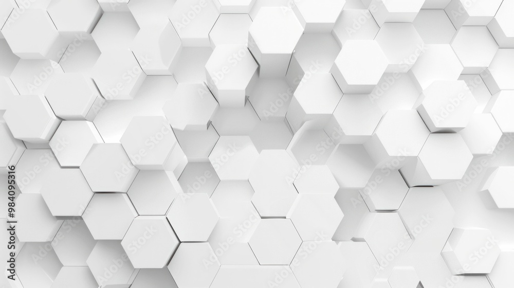 Abstract white hexagonal pattern background with a D effect, creating depth and texture in a modern design Abstract white hexagonal pattern background with a D effect, creating depth and texture in a modern design