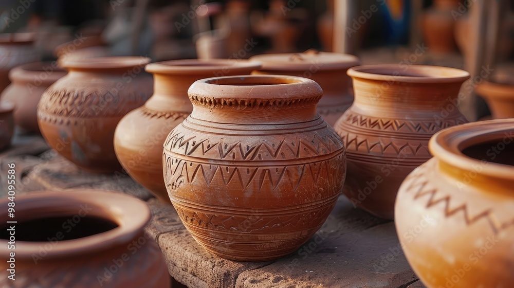 Handmade pottery for Pongal festival. Handmade pottery for Pongal festival.