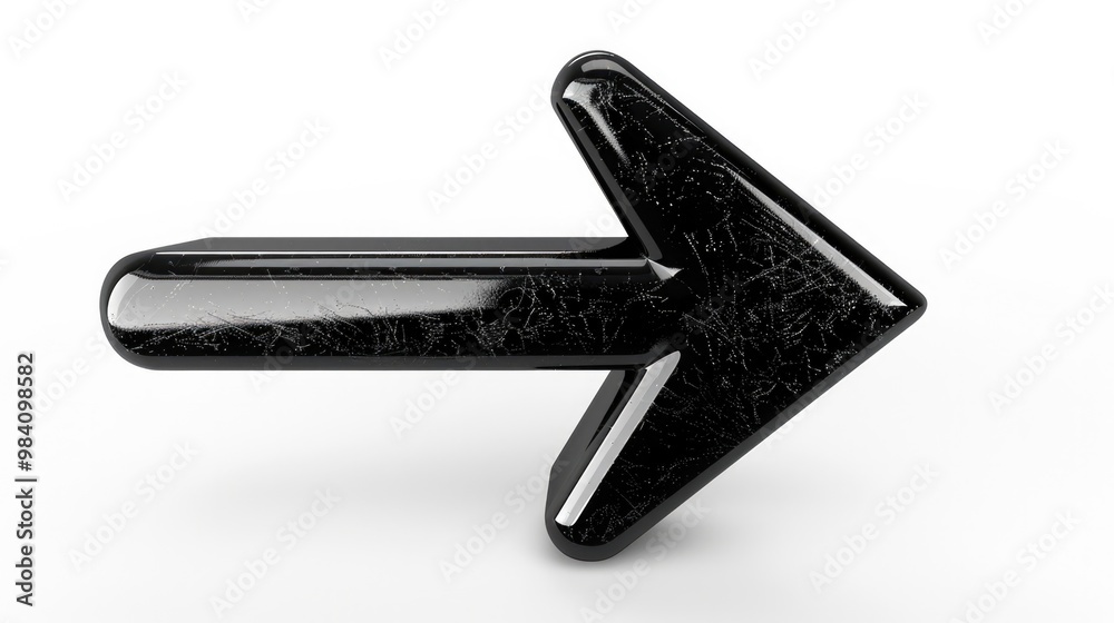 Arrow Left Icon. Three-Dimensional Black Directional Arrow for Business Symbol Design