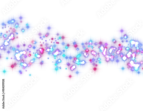 Christmas background. Color Star light. Magic shining colored dust. Fantastic shimmer effect