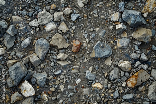 Photo of Grey asphalt rock ground debris. Background texture for backdrops or mapping