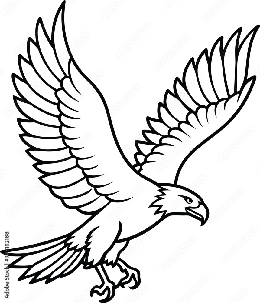 eagle flying bird line art vector illustration silhouette, Print eagle flying bird line art vector illustration silhouette, Print