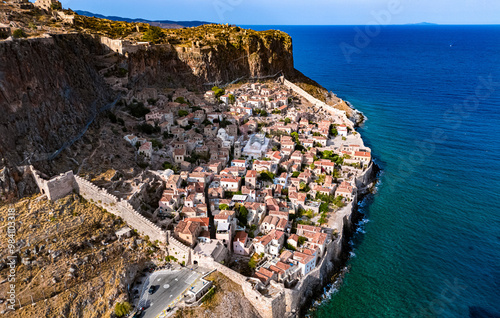 Aerial view of Monemvasia, a town in Laconia, Greece photo