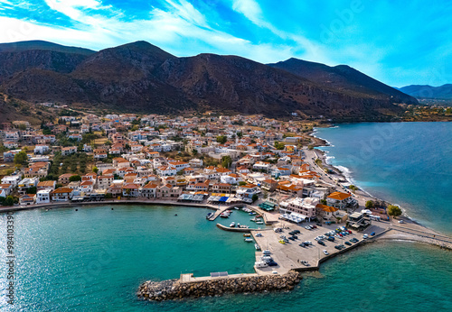 Aerial view of Monemvasia, a town in Laconia, Greece