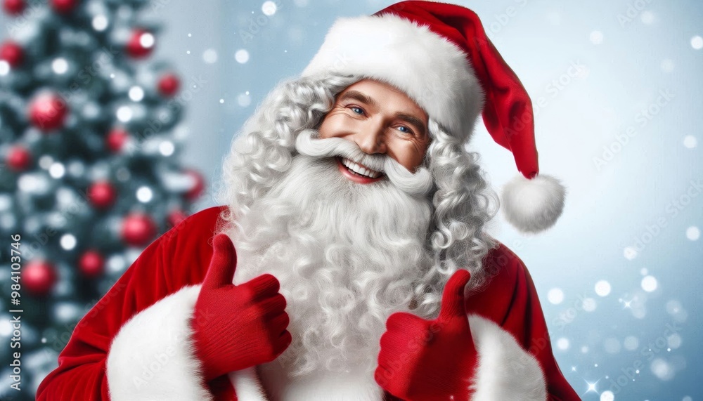 smiling Santa Claus on a winter background