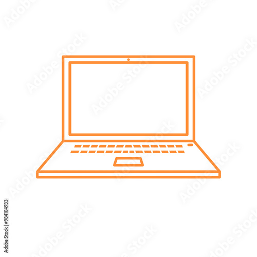 Doodle Icon laptop or computer illustration on transparent background that can be use for background, slide view, social media, sticker, scrapbook and etc. | Aesthetic with orange color