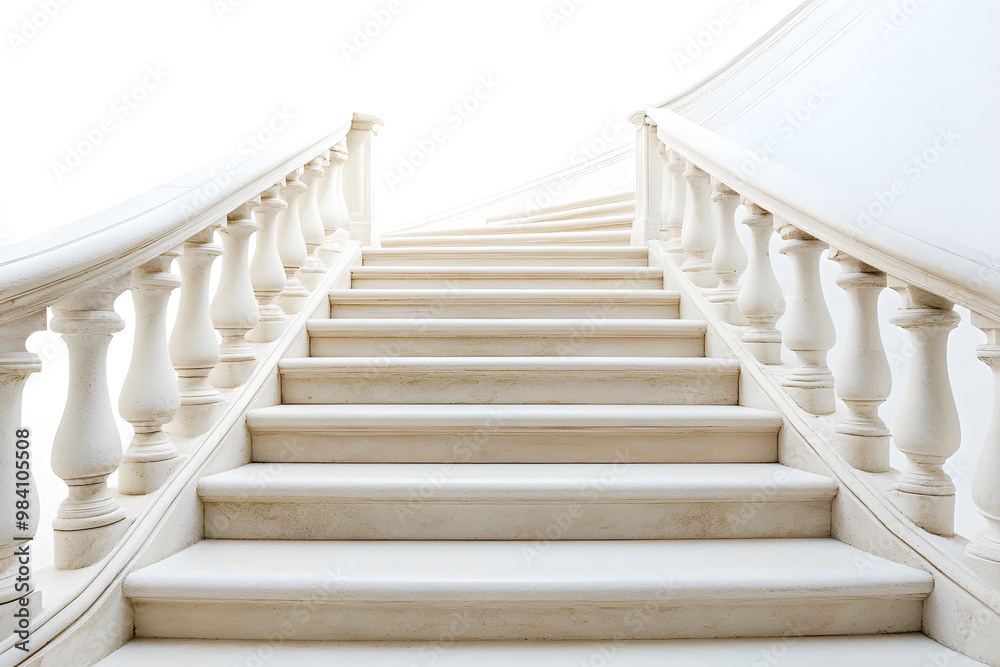 Fototapeta premium 3d model of white steps architecture staircase isolated on white background