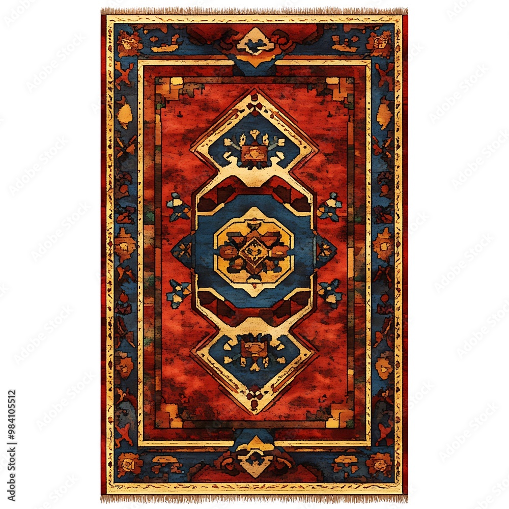 Ornate Persian Rug with intricate patterns and vibrant colors. Ornate Persian Rug with intricate patterns and vibrant colors.