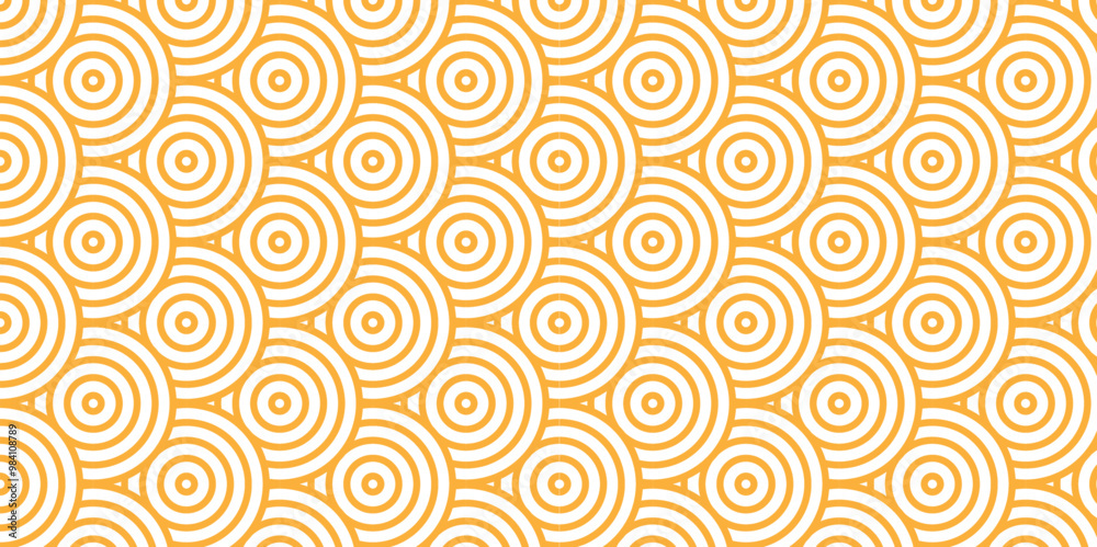 Fototapeta premium Modern diamond geometric waves spiral pattern, abstract circle wave lines. wood color seamless tile stripe geomatics overlapping create retro line pattern background. Overlapping Patter