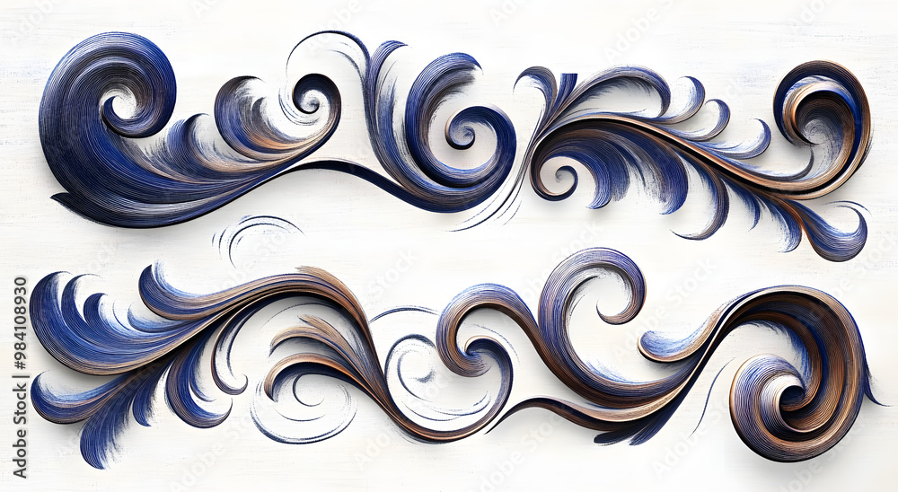 Fototapeta premium A rustic calligraphic flourish set. Curls, dividers, scrolls, swirls and swirls. Hand drawn flourishes.