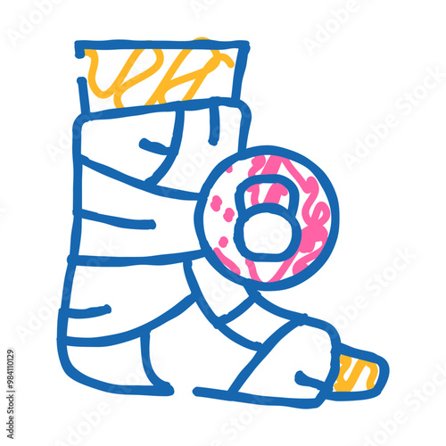 broken leg dull or severe ache doodle icon sketch vector. broken leg dull or severe ache sign. isolated symbol illustration