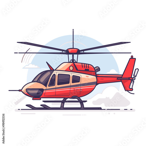 Helicopter Vector illustration in flat cartoon style on white background.