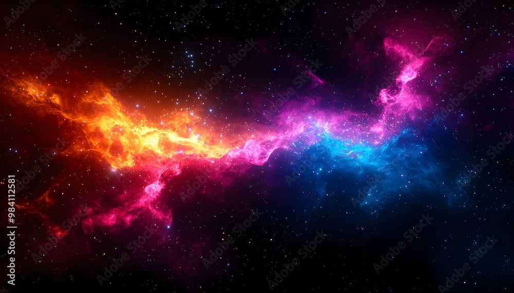 Naklejka premium Colorful fractals expanding into infinity, cosmic atmosphere, 3D illustration