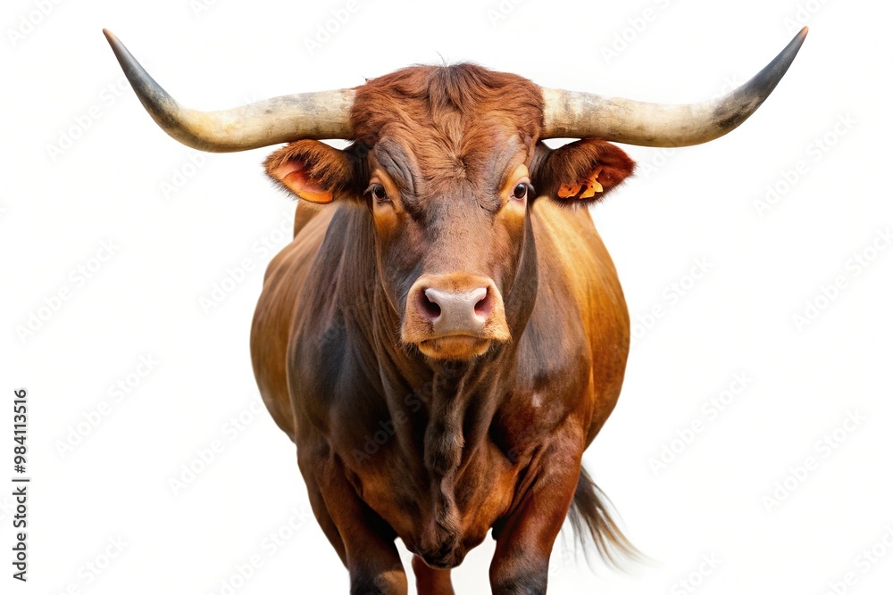 Big bull with sharp horn isolated on white background Big bull with sharp horn isolated on white background