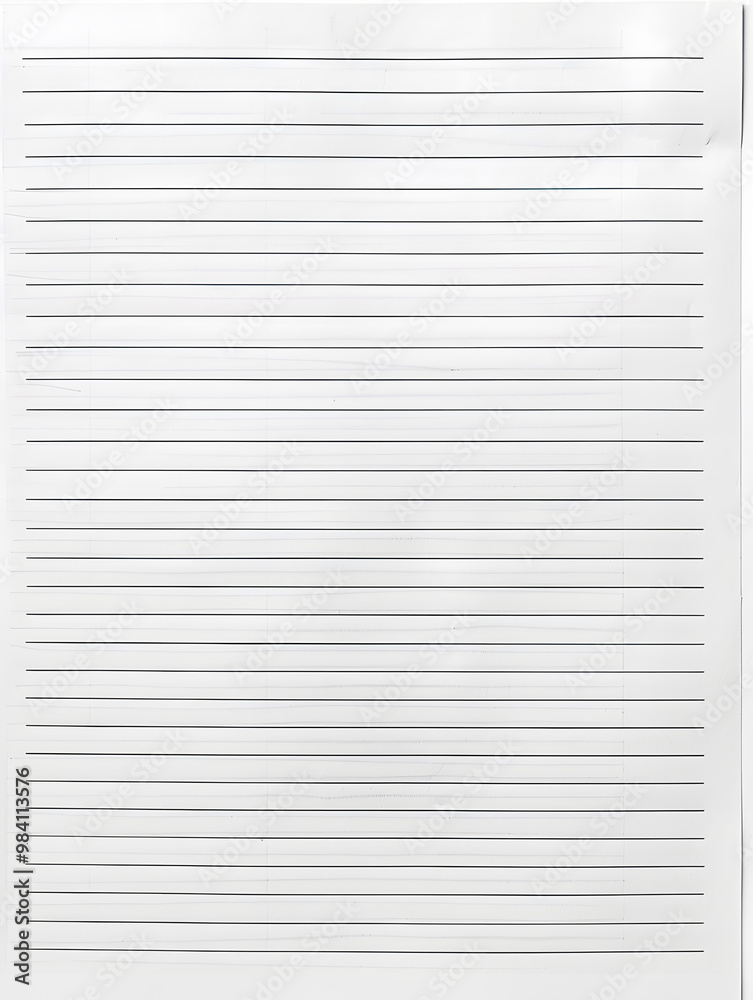 Notebook Lined Paper Background with horizontal lines neatly spaced across a clean white sheet Notebook Lined Paper Background with horizontal lines neatly spaced across a clean white sheet