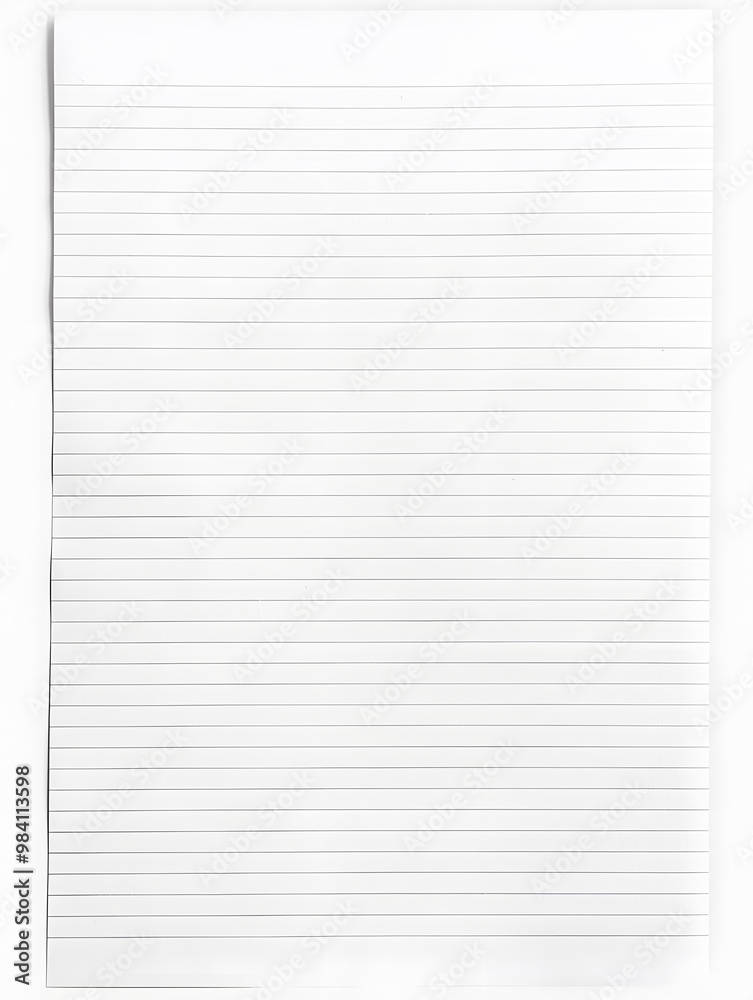 Notebook Lined Paper Background with horizontal lines neatly spaced across a clean white sheet Notebook Lined Paper Background with horizontal lines neatly spaced across a clean white sheet
