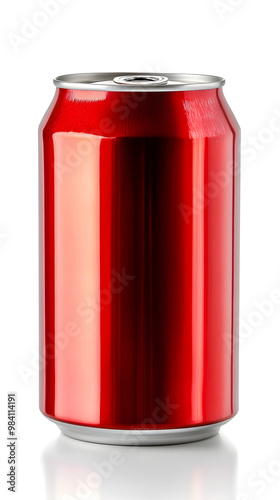 Red soda can mock up isolated on white background 