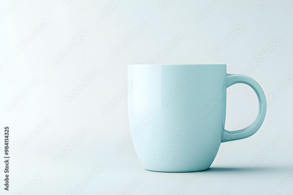 Fototapeta premium A sleek, modern ceramic cup with a matte finish, isolated on a clean, white background in photorealistic digital art