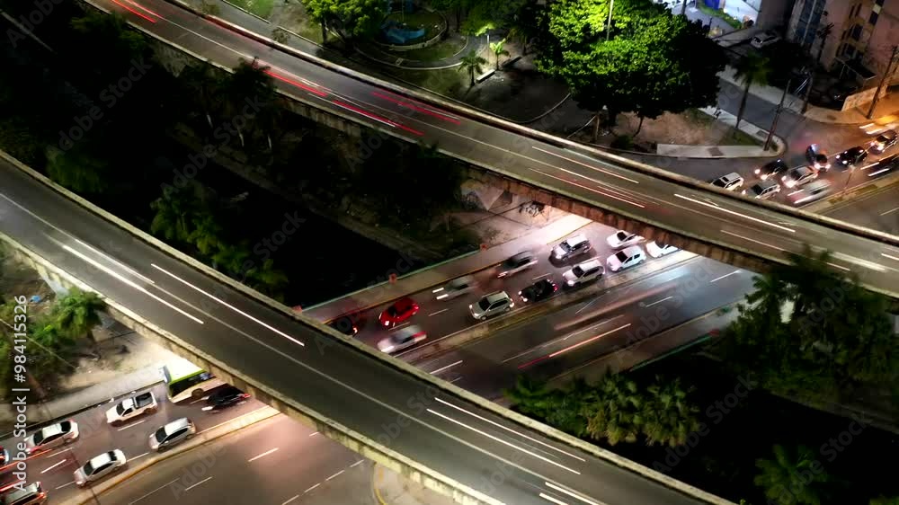 Viaduto Da Avenida Agamenon Magalhaes com a Avenida João de Barros no bairro do Espinheiro no Recife - Pernambuco Visto de Cima - Brasil