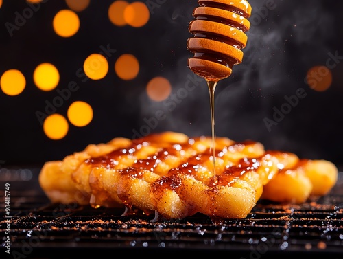 In Greece, diples, fried dough strips drizzled with honey and sprinkled with cinnamon and nuts, are a festive treat served during weddings and holidays in Kalamata photo