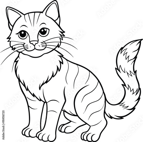 cat line art vector illustration silhouette, Print