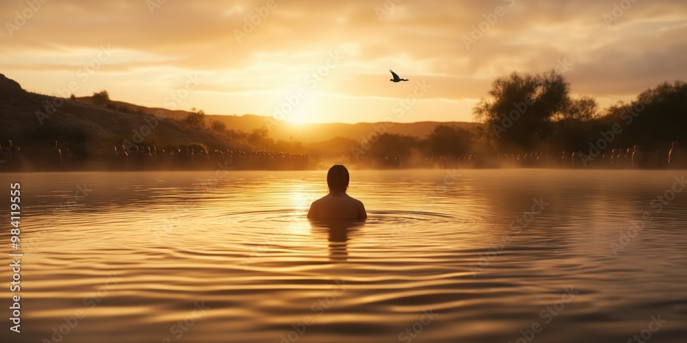 The baptism of Jesus in the Jordan River The baptism of Jesus in the Jordan River