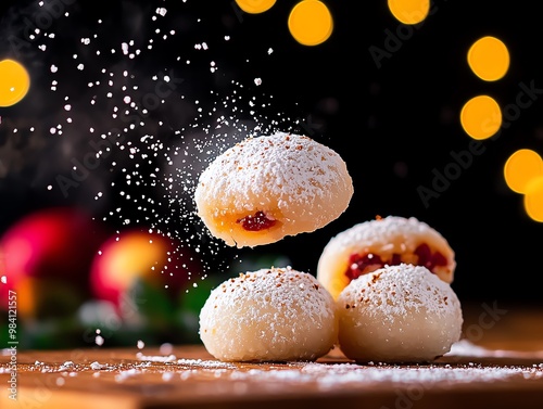 In South Korea, chapssaltteok, a type of chewy rice cake similar to mochi, is filled with sweet red bean paste and enjoyed as a snack in Seoul photo