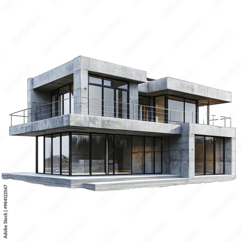Modern Gray Concrete House Under Construction - Square Photo - Cloud Break. Isolated on a Transparent Background. Cutout PNG. Modern Gray Concrete House Under Construction - Square Photo - Cloud Break. Isolated on a Transparent Background. Cutout PNG.