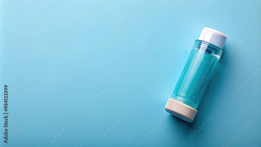 Bird's eye view of an inhaler with intranasal coronavirus vaccine, isolated on white background Bird's eye view of an inhaler with intranasal coronavirus vaccine, isolated on white background