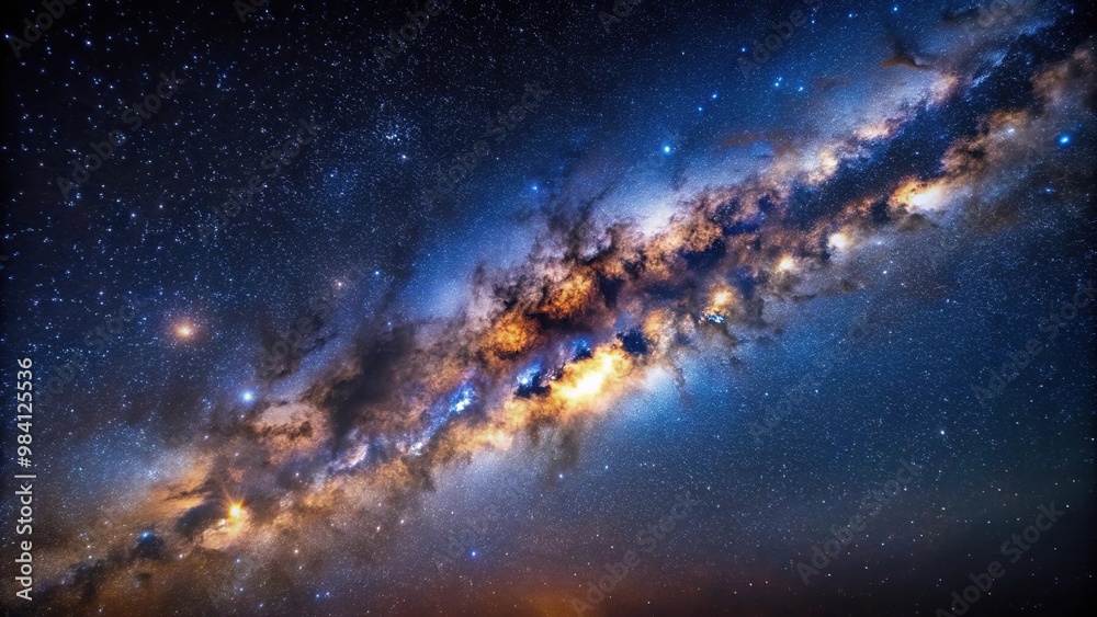 Bird's eye view of Milky Way galaxy with stars and cosmic dust in the universe Bird's eye view of Milky Way galaxy with stars and cosmic dust in the universe