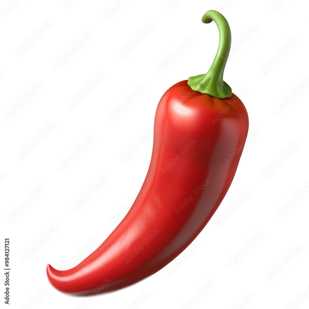 Realistic 3D Red Chili Pepper, Isolated on Transparent Background Realistic 3D Red Chili Pepper, Isolated on Transparent Background