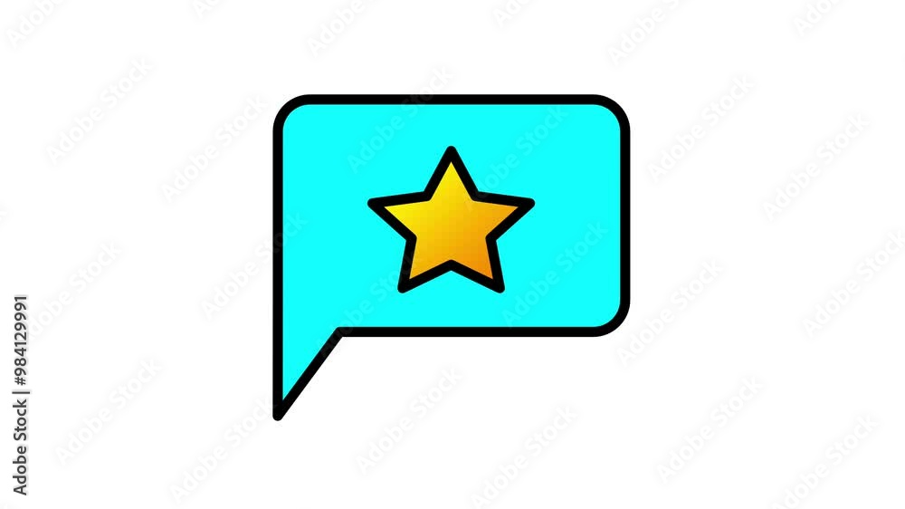 Looping animation of a clipboard with a chat and star symbols, indicating the act of leaving a product review Looping animation of a clipboard with a chat and star symbols, indicating the act of leaving a product review