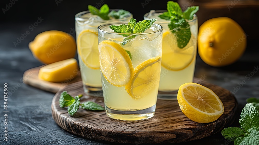 Refreshing Summer Lemonade with Lemon Slices and Mint Refreshing Summer Lemonade with Lemon Slices and Mint