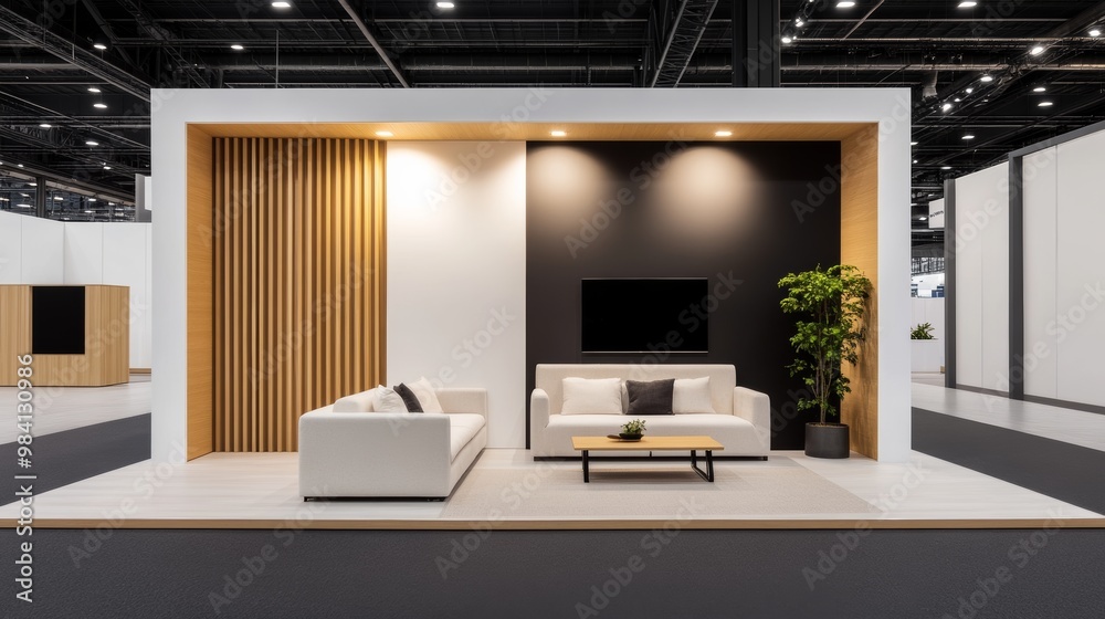 Modern interior design with furniture and decorative elements. Modern interior design with furniture and decorative elements.