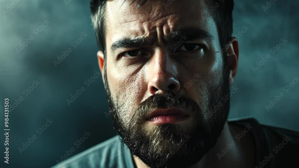 Deep emotions captured in a dimly lit room with a man reflecting on life. A man with a weary expression contemplates his thoughts in a softly lit, moody space Deep emotions captured in a dimly lit room with a man reflecting on life. A man with a weary expression contemplates his thoughts in a softly lit, moody space