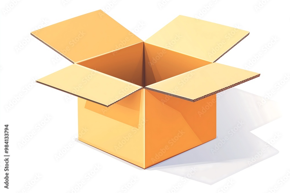 Open cardboard box with shadows on a bright white background Open cardboard box with shadows on a bright white background