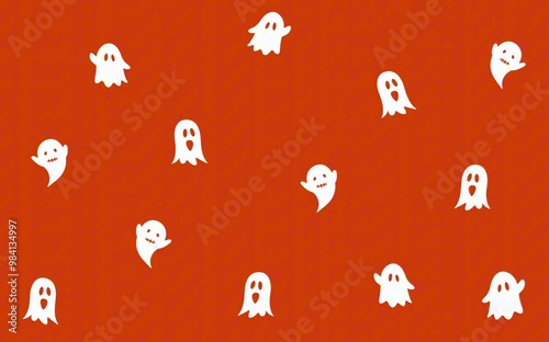 Animated white ghost silhouette on a red background. Halloween holiday motion graphic decoration