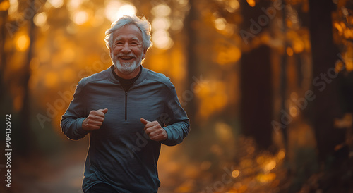 A Photo of an Elderly Couple in Athletic Wear Smiling