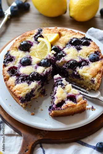 Wallpaper Mural Yummy Lemon Blueberry Cake with Fresh Fruit Torontodigital.ca